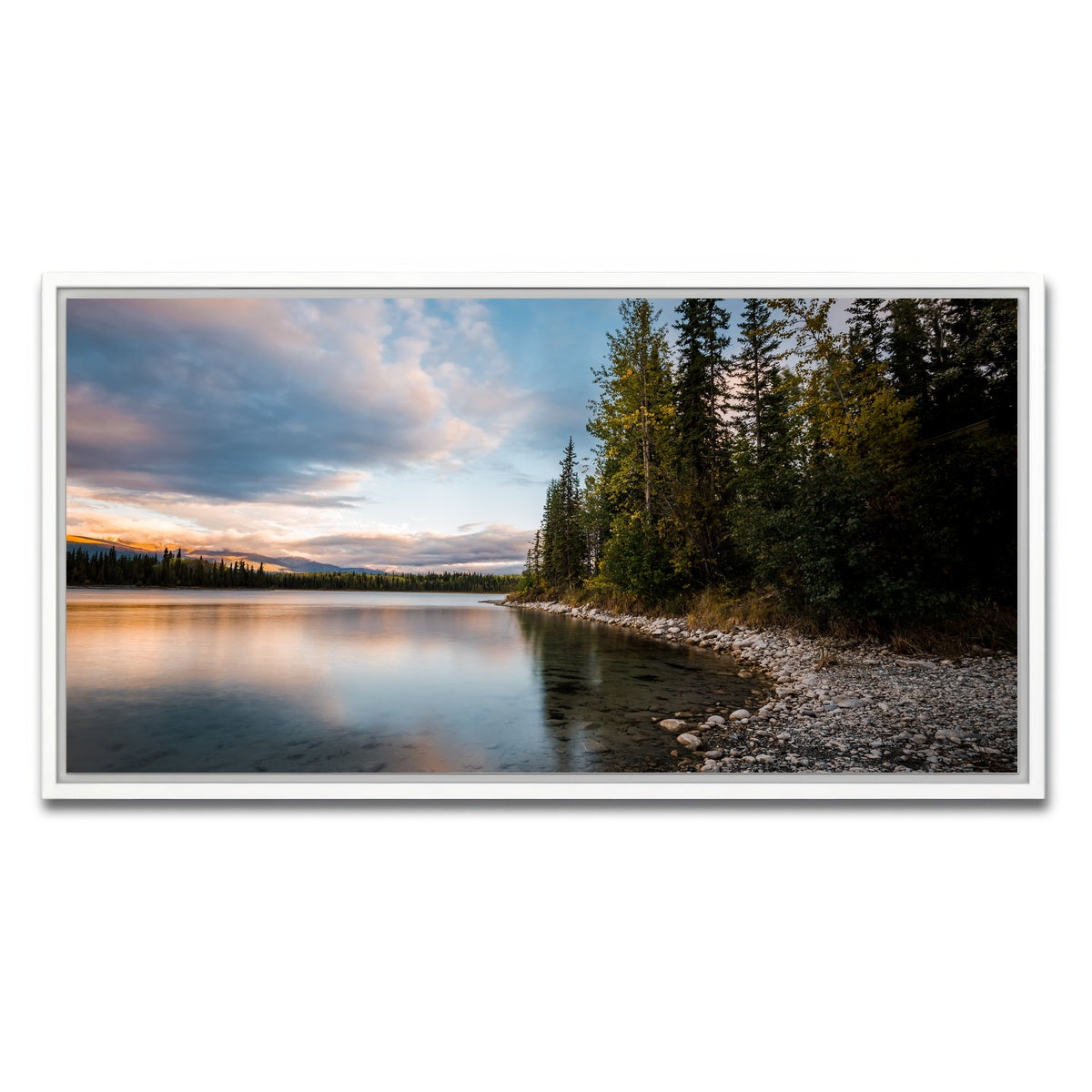 AUTO-MOCKUP WHITE | Boya Lake Sunset | 1 Piece | White Framed Canvas | group=2x1