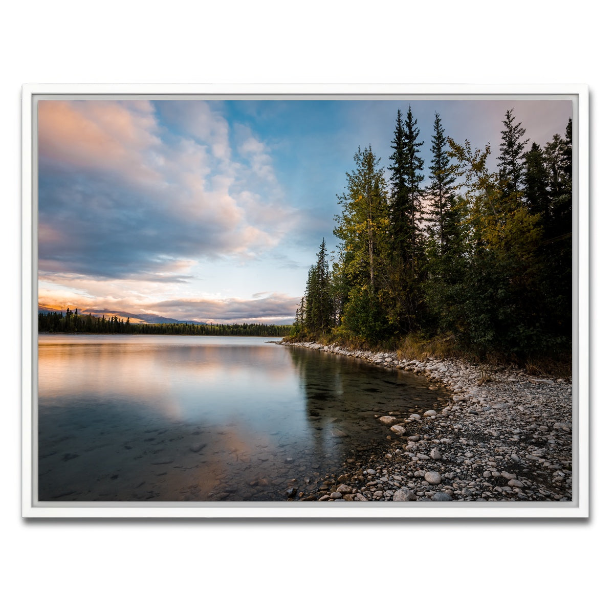 AUTO-MOCKUP WHITE | Boya Lake Sunset | 1 Piece | White Framed Canvas | group=4x3