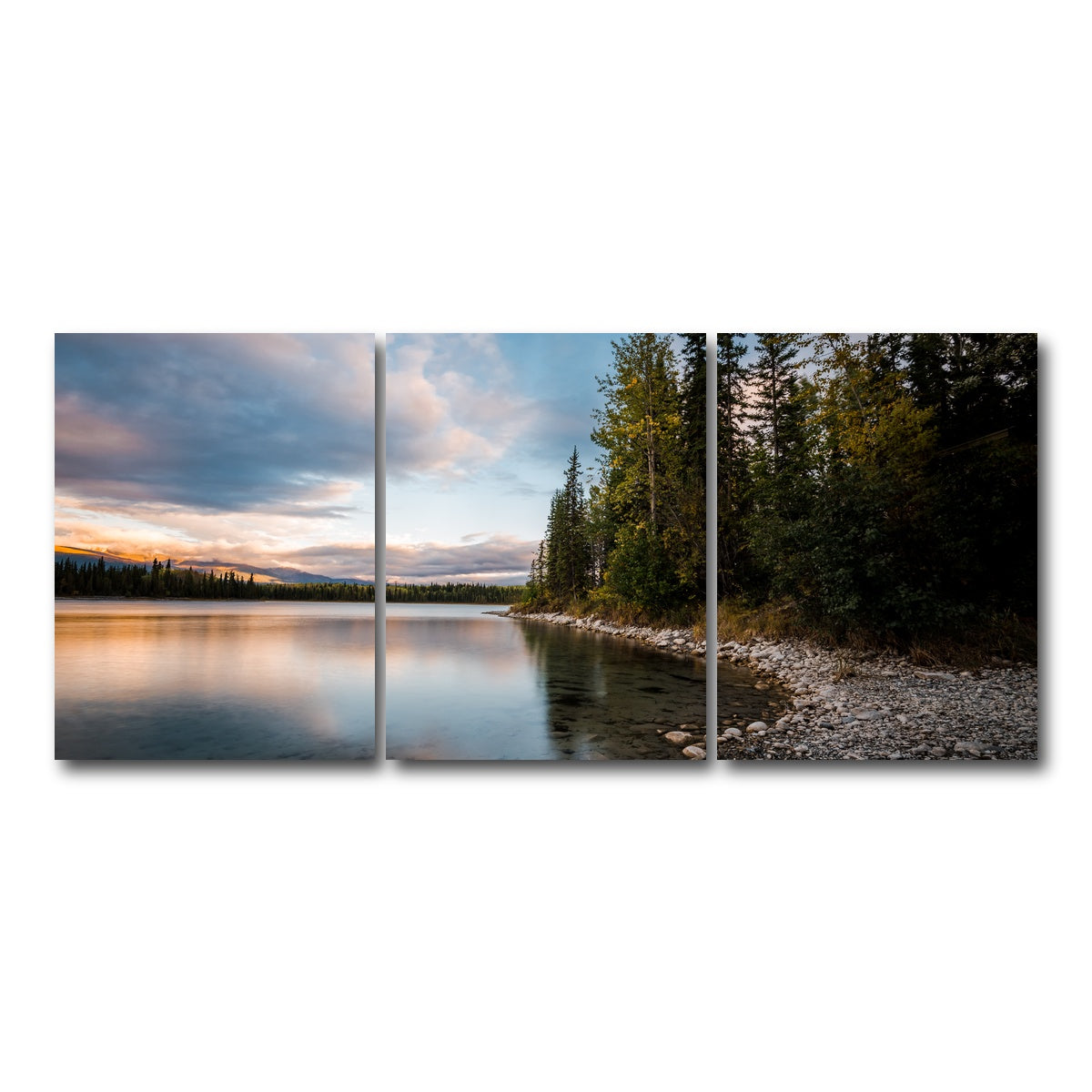 AUTO-MOCKUP WHITE | Boya Lake Sunset | 3 Piece | Gallery Wrap Canvas | group=18x24