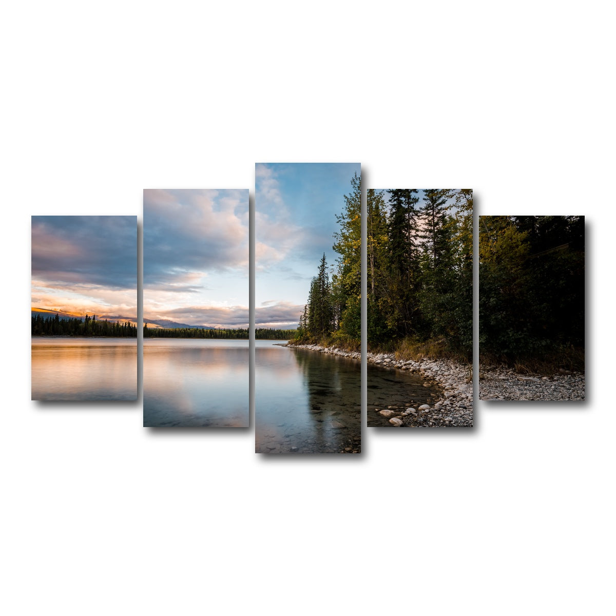 AUTO-MOCKUP WHITE | Boya Lake Sunset | 5 Piece | Gallery Wrap Canvas | group=5_normal