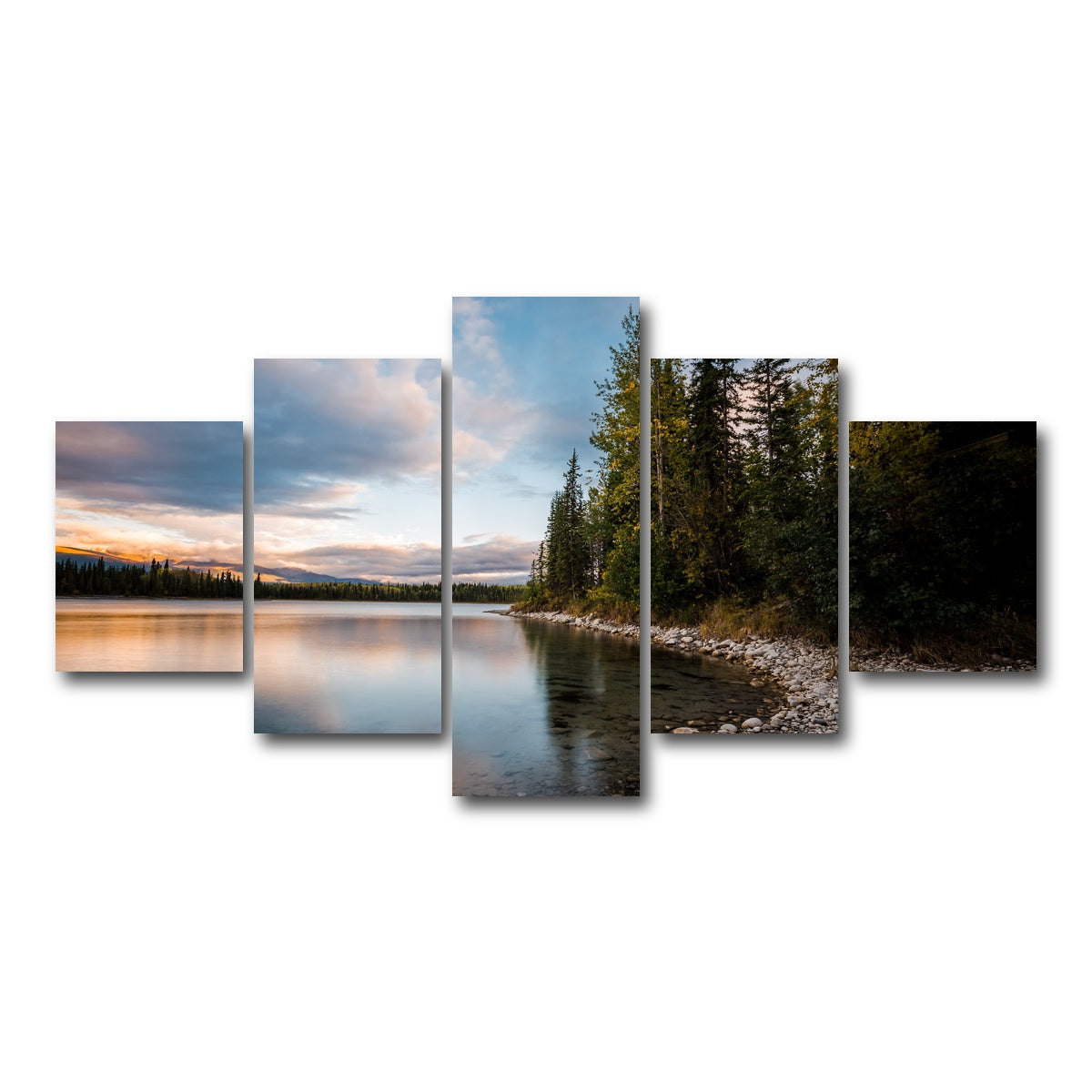 AUTO-MOCKUP WHITE | Boya Lake Sunset | 5 Piece | Gallery Wrap Canvas | group=5_short