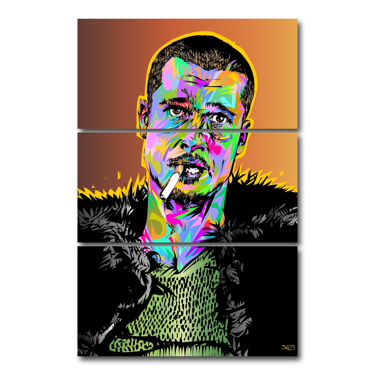 AUTO-MOCKUP WHITE | Brad Fight Club | 3 Piece | Gallery Wrap Canvas | group=12x24_stacked