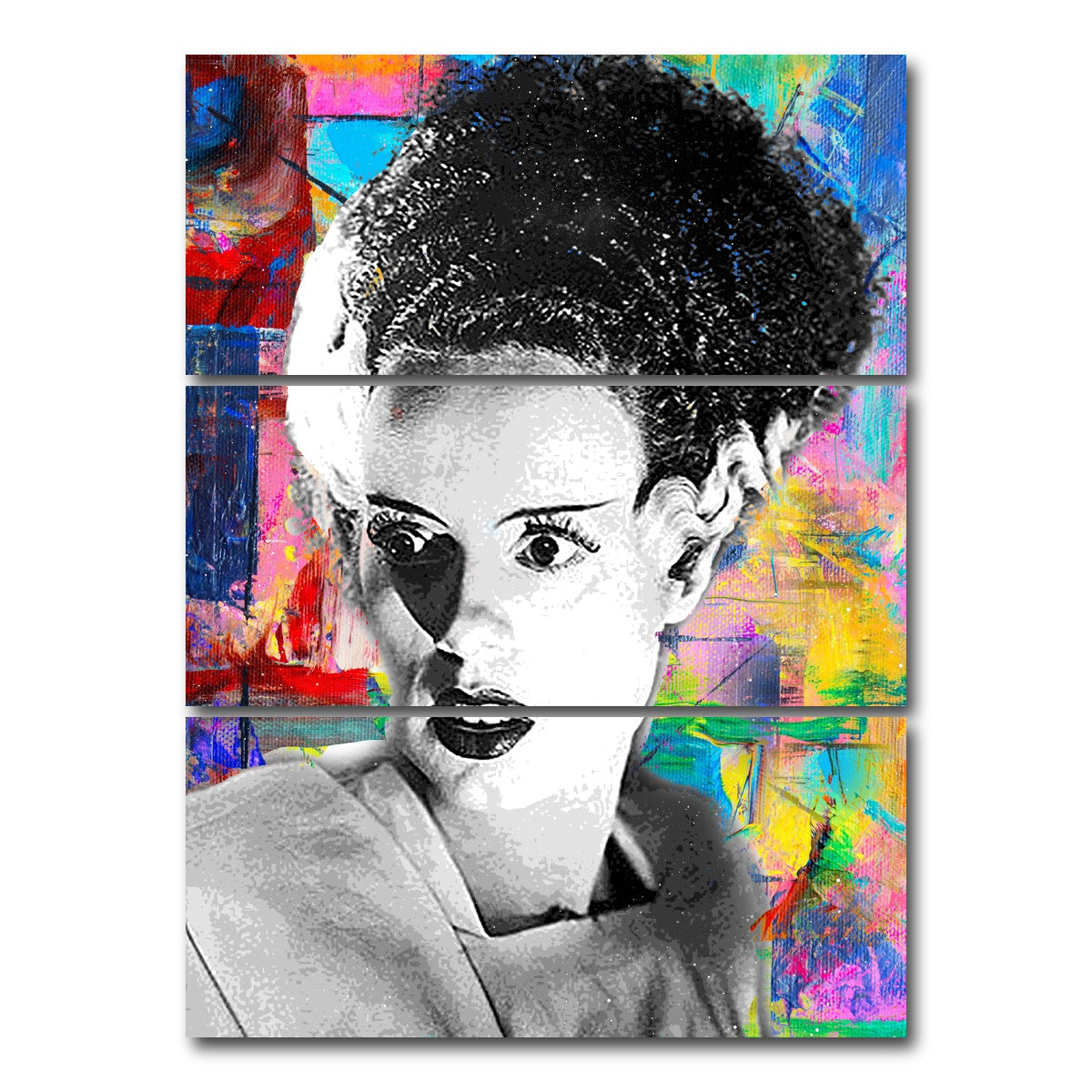 AUTO-MOCKUP WHITE | Bride of Frankenstein | 3 Piece | Gallery Wrap Canvas | group=8x18_stacked