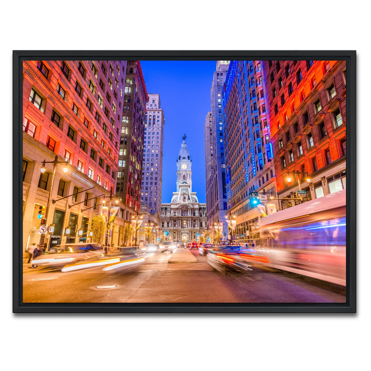 AUTO-MOCKUP WHITE | Broad Street with City Hall | 1 Piece | Black Framed Canvas | group=4x3