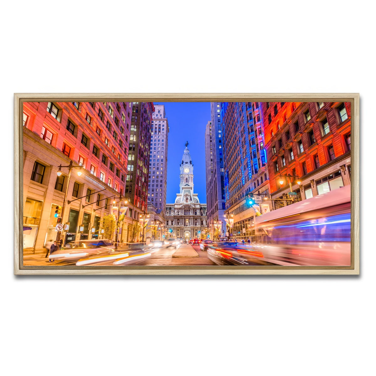 AUTO-MOCKUP WHITE | Broad Street with City Hall | 1 Piece | Natural Framed Canvas | group=2x1
