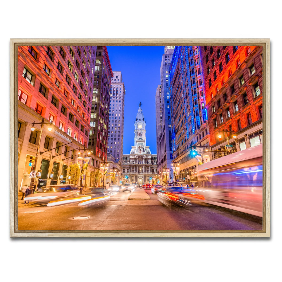 AUTO-MOCKUP WHITE | Broad Street with City Hall | 1 Piece | Natural Framed Canvas | group=4x3
