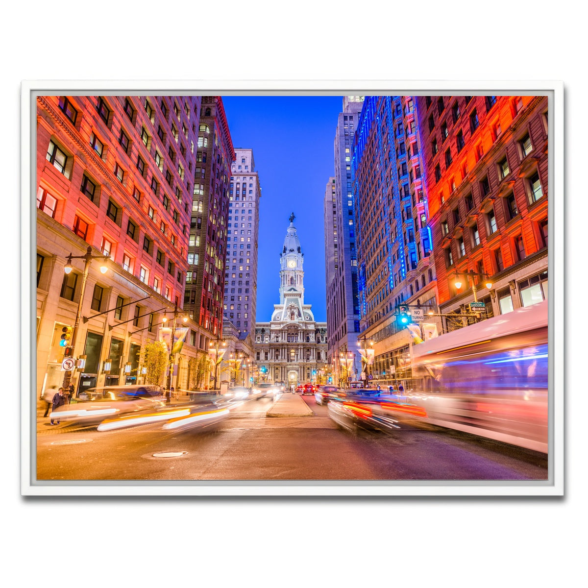 AUTO-MOCKUP WHITE | Broad Street with City Hall | 1 Piece | White Framed Canvas | group=4x3