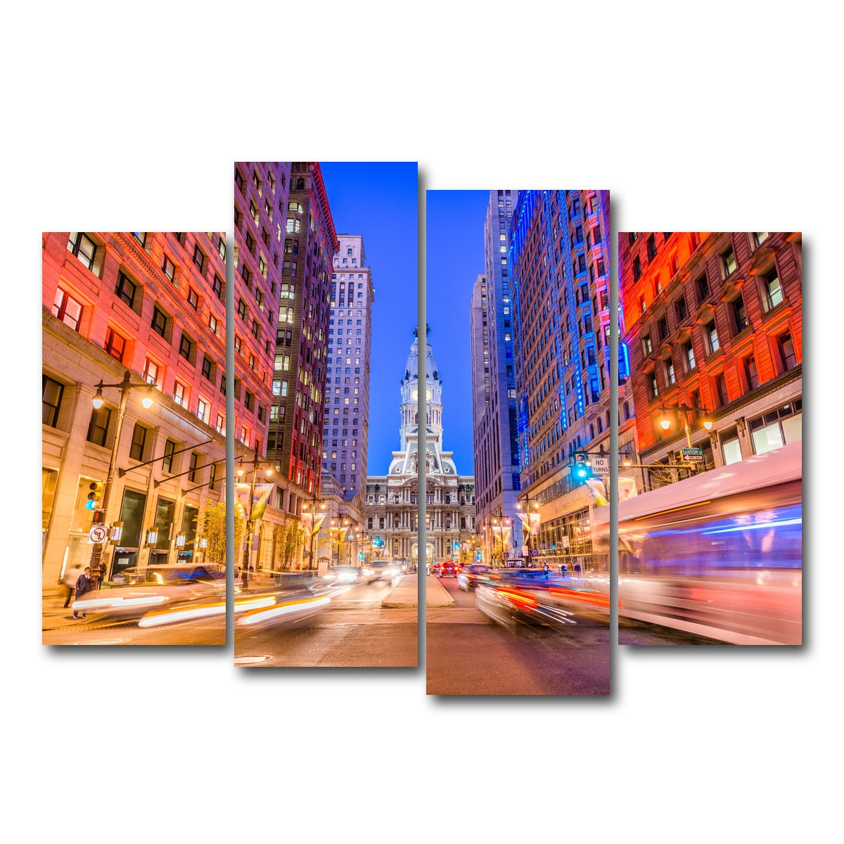 AUTO-MOCKUP WHITE | Broad Street with City Hall | 4 Piece | Gallery Wrap Canvas | group=4_normal
