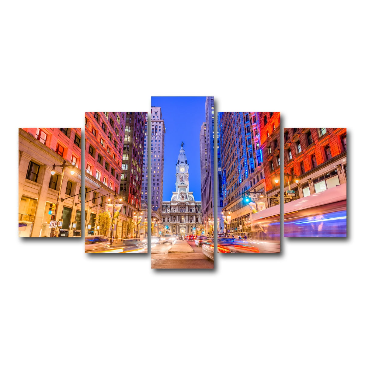 AUTO-MOCKUP WHITE | Broad Street with City Hall | 5 Piece | Gallery Wrap Canvas | group=5_normal