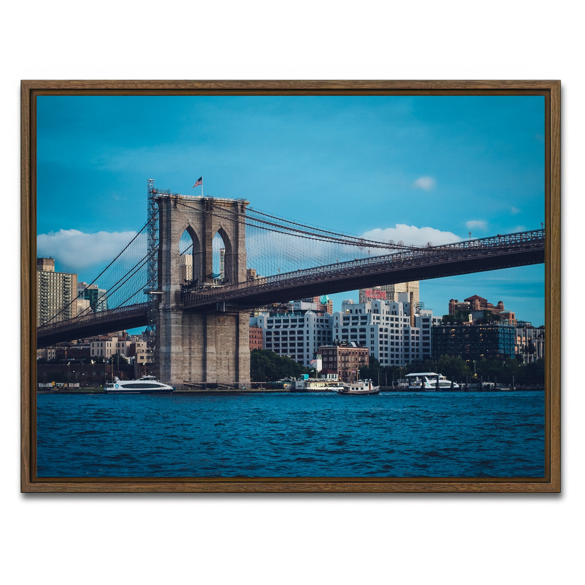 AUTO-MOCKUP WHITE | Brooklyn Bridge Blue Hour | 1 Piece | Walnut Framed Canvas | group=4x3