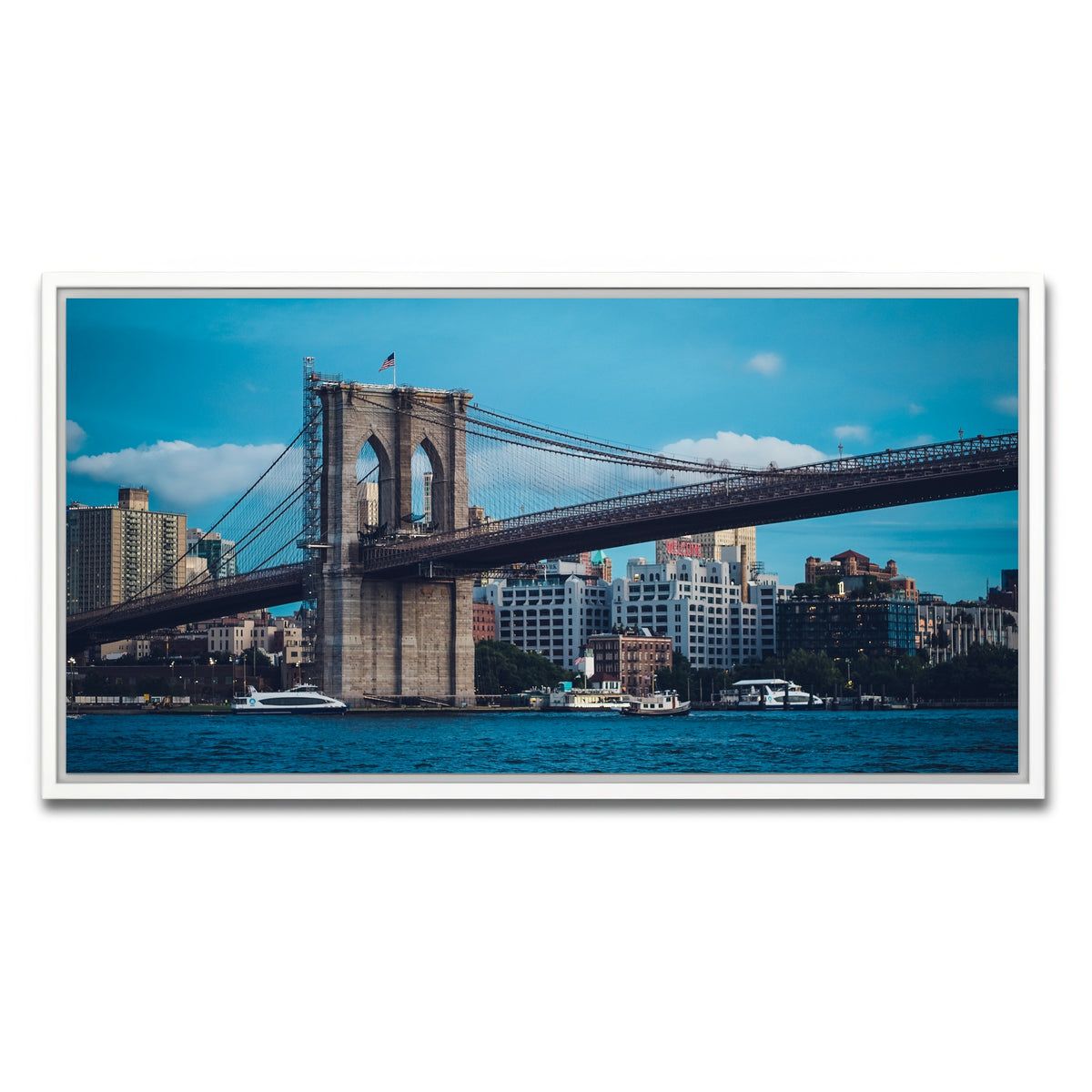 AUTO-MOCKUP WHITE | Brooklyn Bridge Blue Hour | 1 Piece | White Framed Canvas | group=2x1