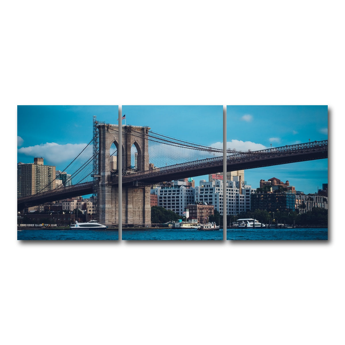 AUTO-MOCKUP WHITE | Brooklyn Bridge Blue Hour | 3 Piece | Gallery Wrap Canvas | group=18x24