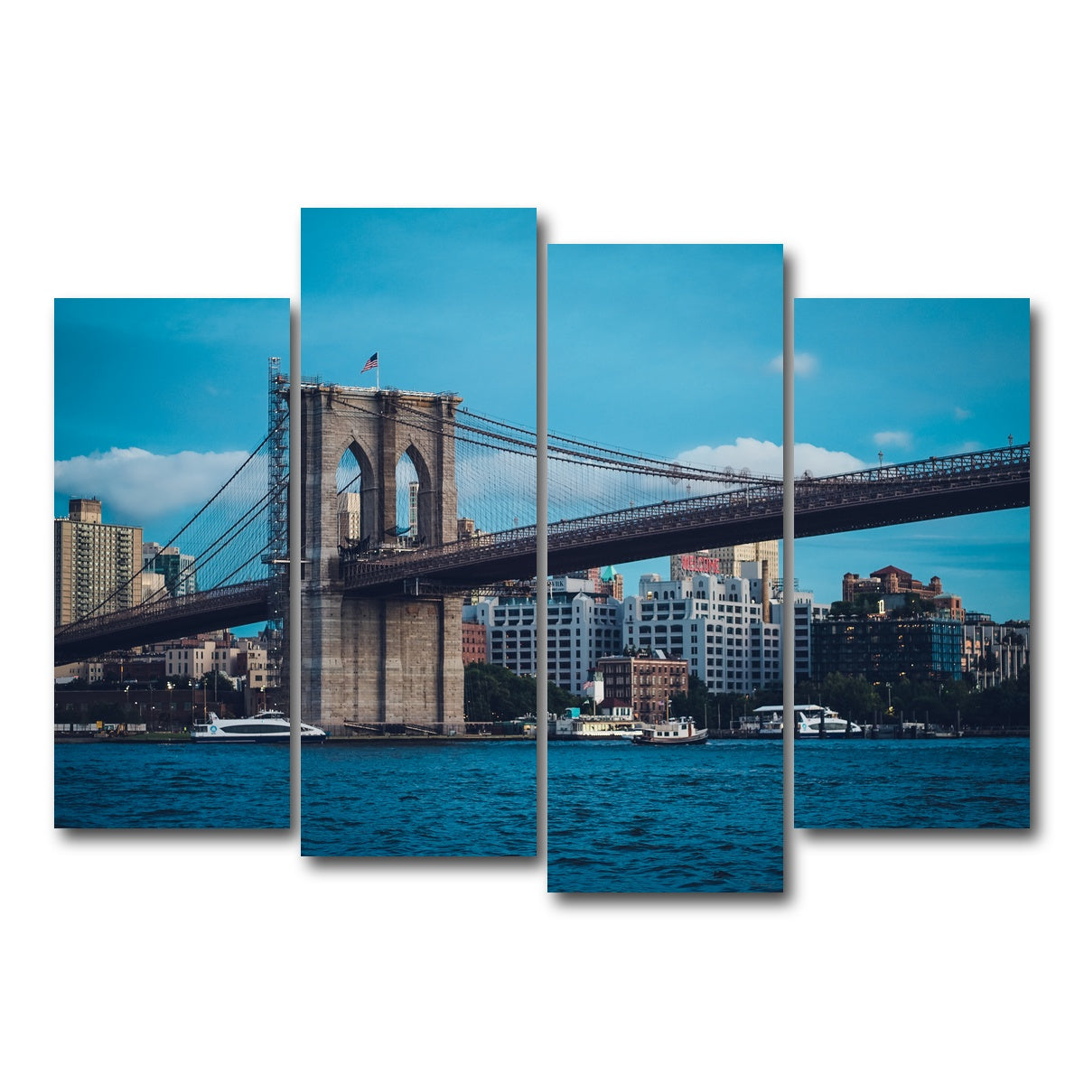 AUTO-MOCKUP WHITE | Brooklyn Bridge Blue Hour | 4 Piece | Gallery Wrap Canvas | group=4_normal
