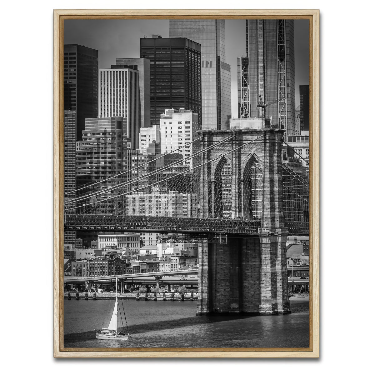 AUTO-MOCKUP WHITE | Brooklyn Bridge & Lower Manhattan | 1 Piece | Natural Framed Canvas | group=3x4