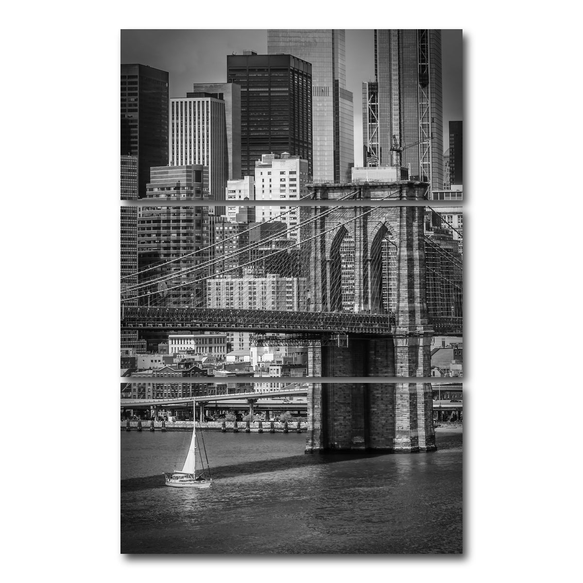 AUTO-MOCKUP WHITE | Brooklyn Bridge & Lower Manhattan | 3 Piece | Gallery Wrap Canvas | group=12x24_stacked