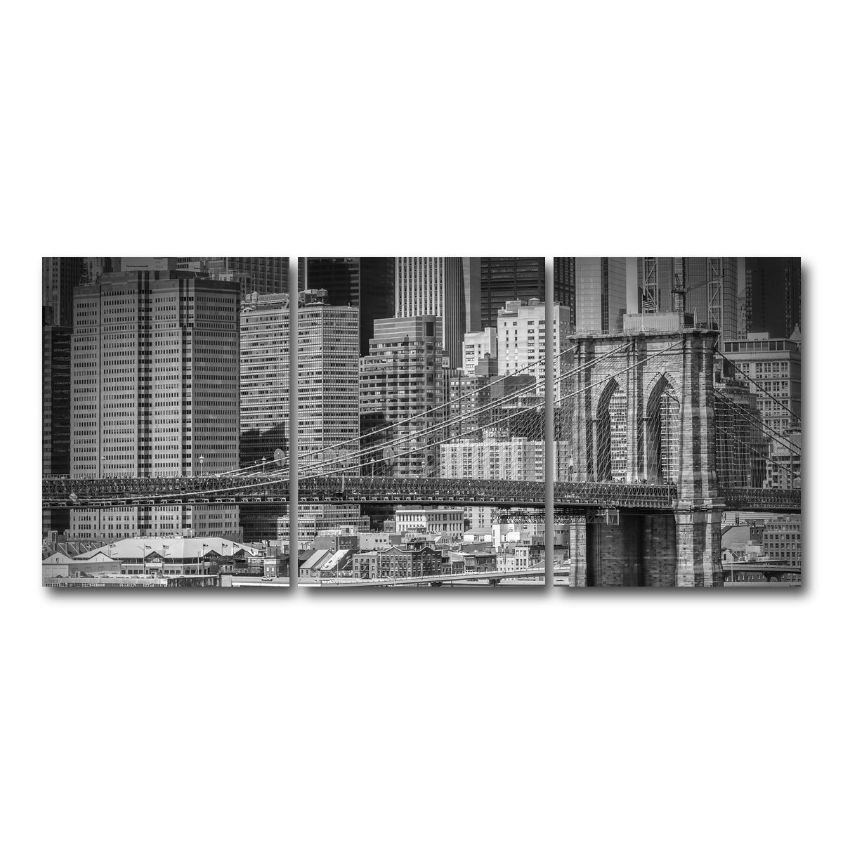 AUTO-MOCKUP WHITE | Brooklyn Bridge & Manhattan Skyline | 3 Piece | Gallery Wrap Canvas | group=18x24