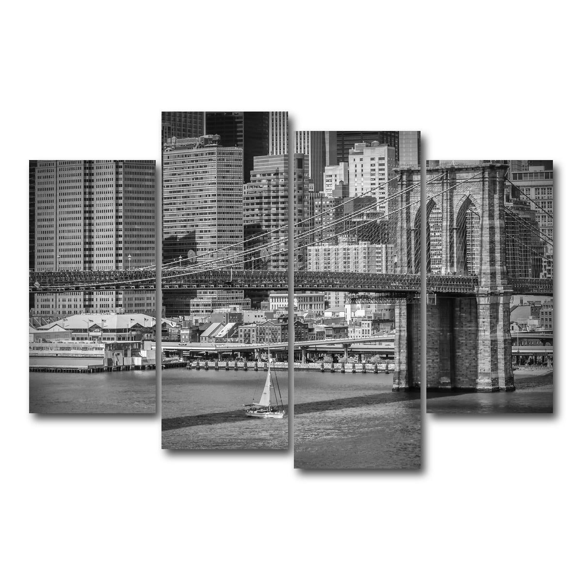 AUTO-MOCKUP WHITE | Brooklyn Bridge & Manhattan Skyline | 4 Piece | Gallery Wrap Canvas | group=4_short