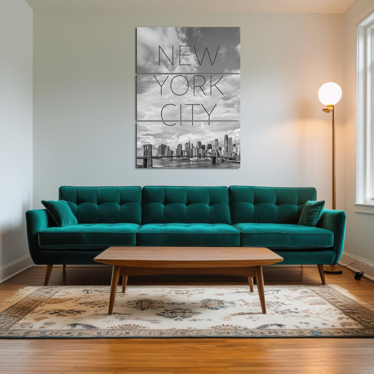 AUTO-MOCKUP ROOM | Brooklyn Bridge Text & Skyline