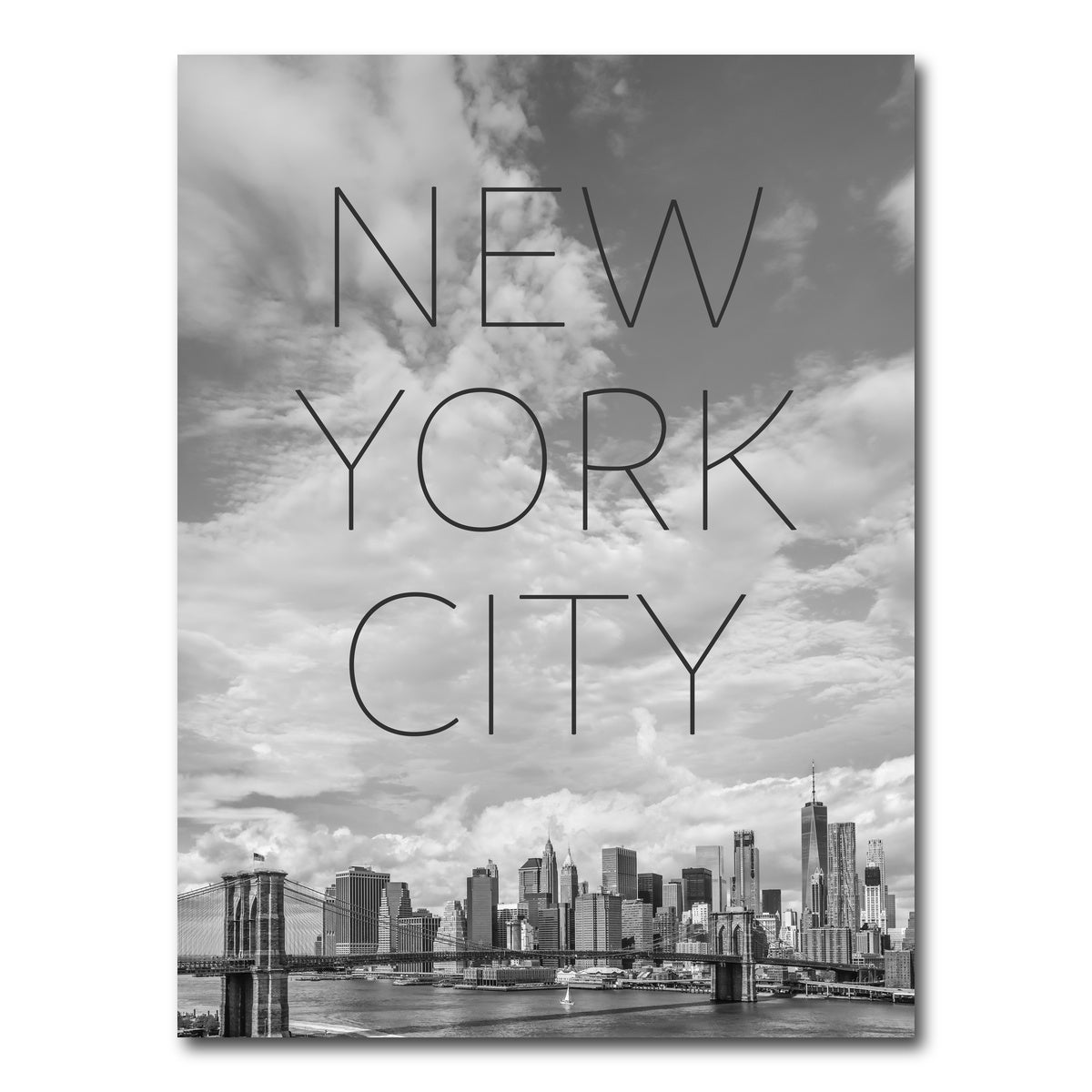 AUTO-MOCKUP WHITE | Brooklyn Bridge Text & Skyline | 1 Piece | Gallery Wrap Canvas | group=3x4