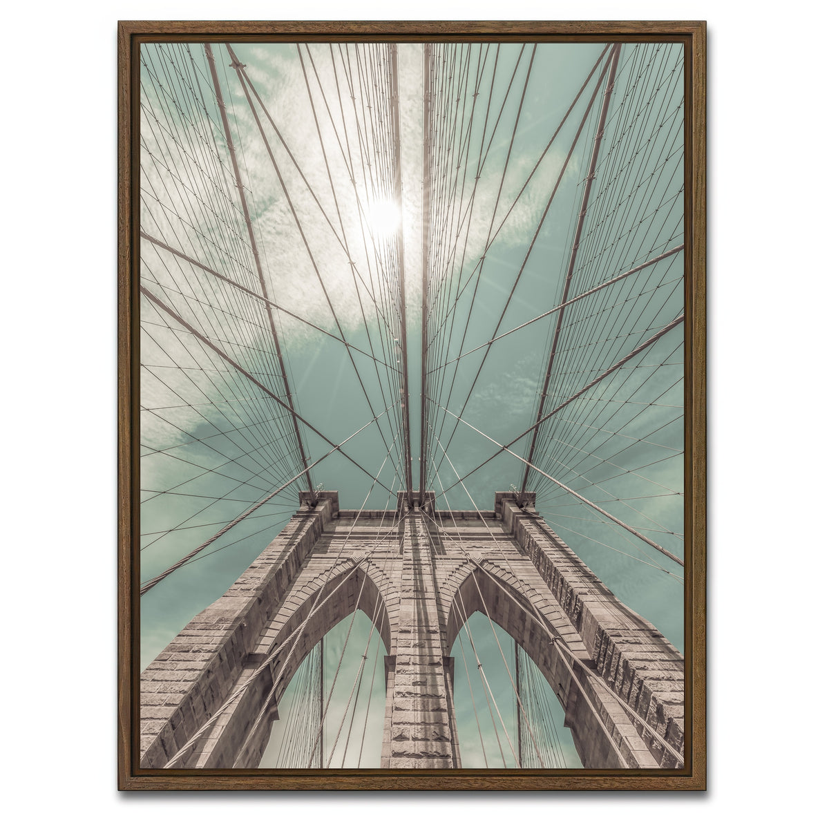 AUTO-MOCKUP WHITE | Brooklyn Bridge in Detail | 1 Piece | Walnut Framed Canvas | group=3x4