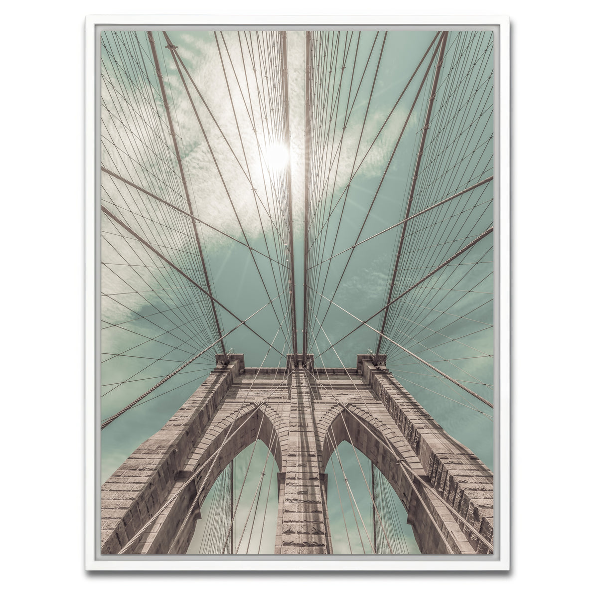 AUTO-MOCKUP WHITE | Brooklyn Bridge in Detail | 1 Piece | White Framed Canvas | group=3x4