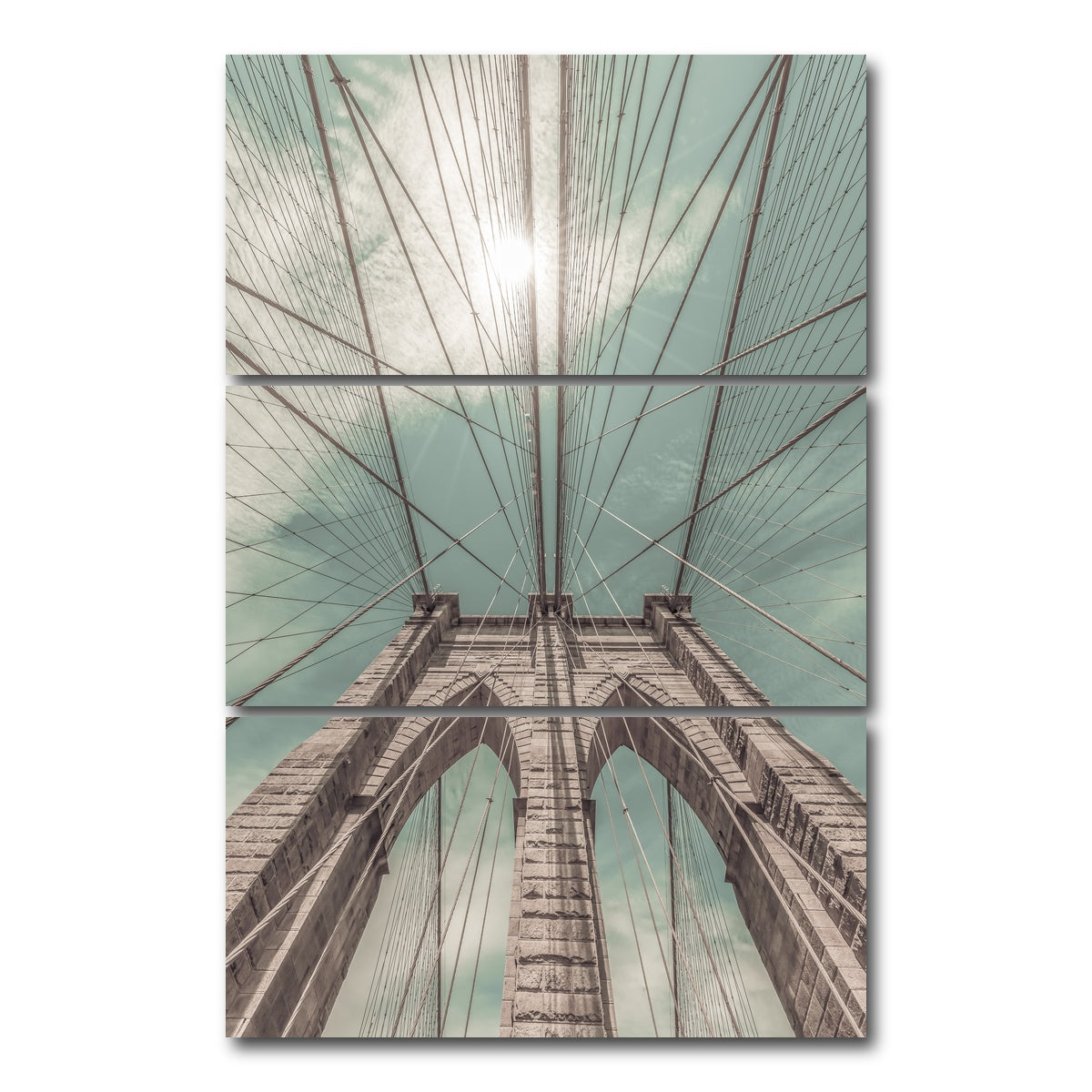 AUTO-MOCKUP WHITE | Brooklyn Bridge in Detail | 3 Piece | Gallery Wrap Canvas | group=12x24_stacked