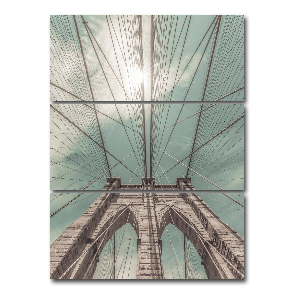 AUTO-MOCKUP WHITE | Brooklyn Bridge in Detail | 3 Piece | Gallery Wrap Canvas | group=8x18_stacked