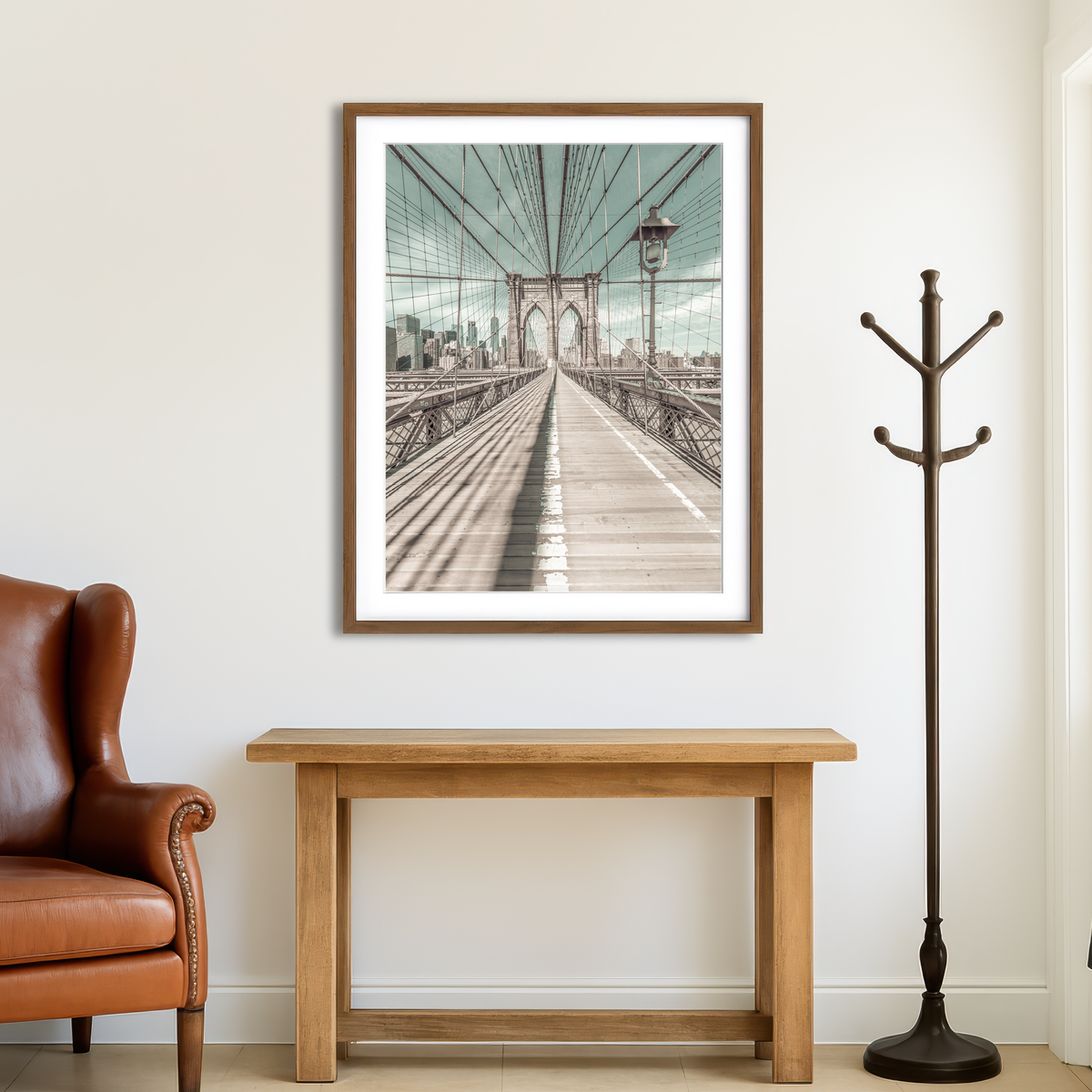 AUTO-MOCKUP ROOM | Brooklyn Bridge Vintage Style Wall Art