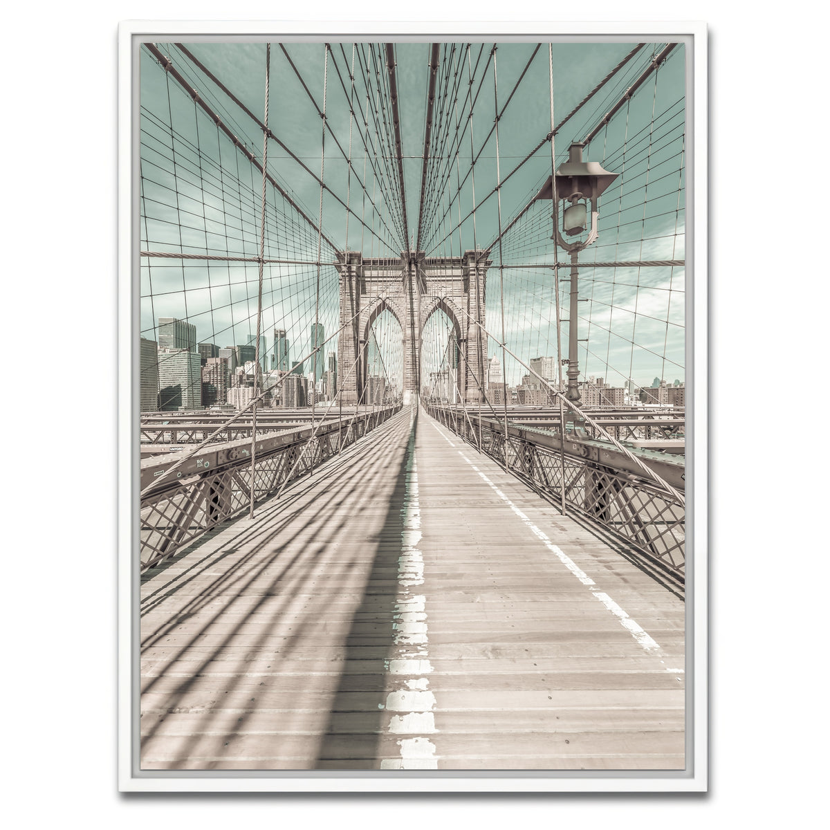 AUTO-MOCKUP WHITE | Brooklyn Bridge vintage style | 1 Piece | White Framed Canvas | group=3x4