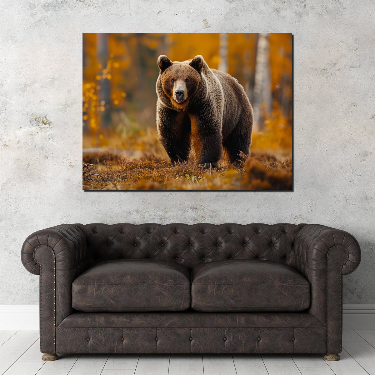 Brown Bear in Autumn Forest Wall Art