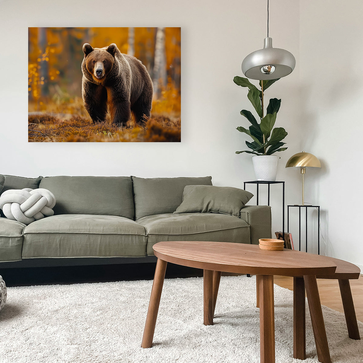 Brown Bear in Autumn Forest Wall Art