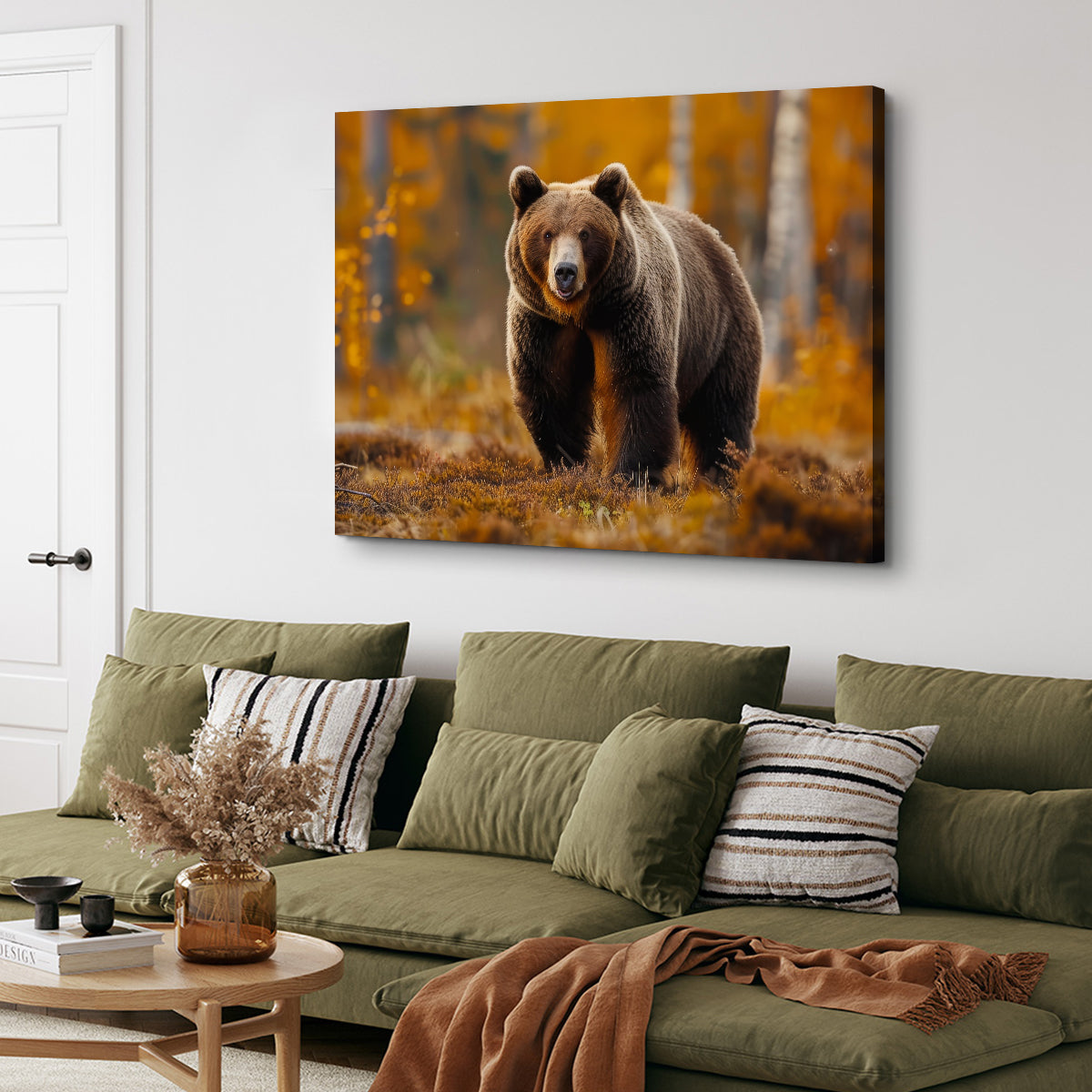 Brown Bear in Autumn Forest Wall Art