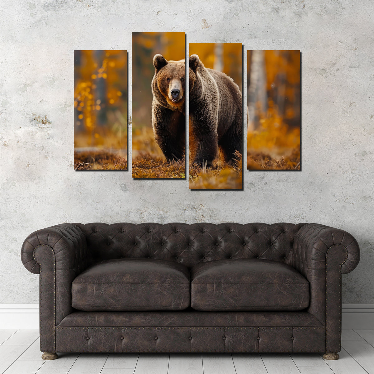 Brown Bear in Autumn Forest Wall Art