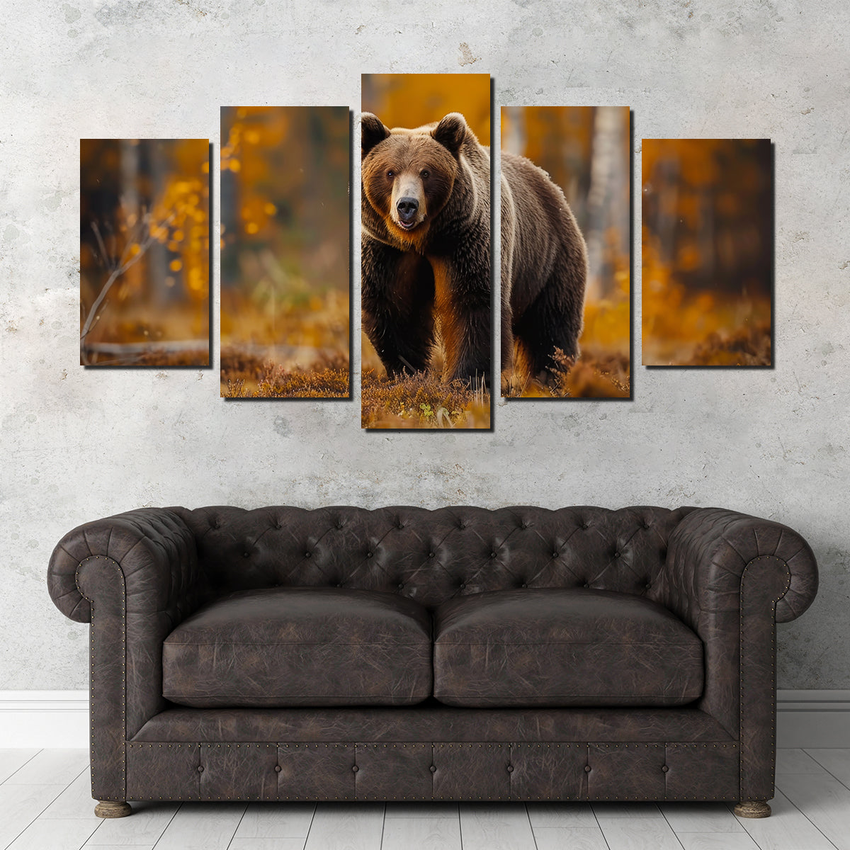 Brown Bear in Autumn Forest Wall Art