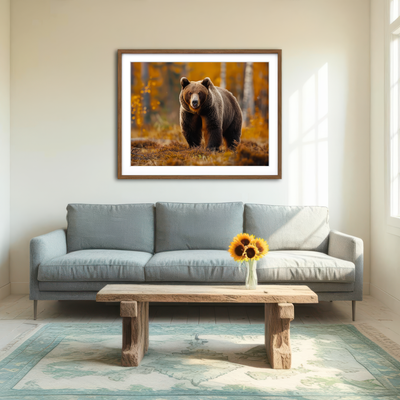 AUTO-MOCKUP ROOM | Brown Bear in Autumn Forest Wall Art