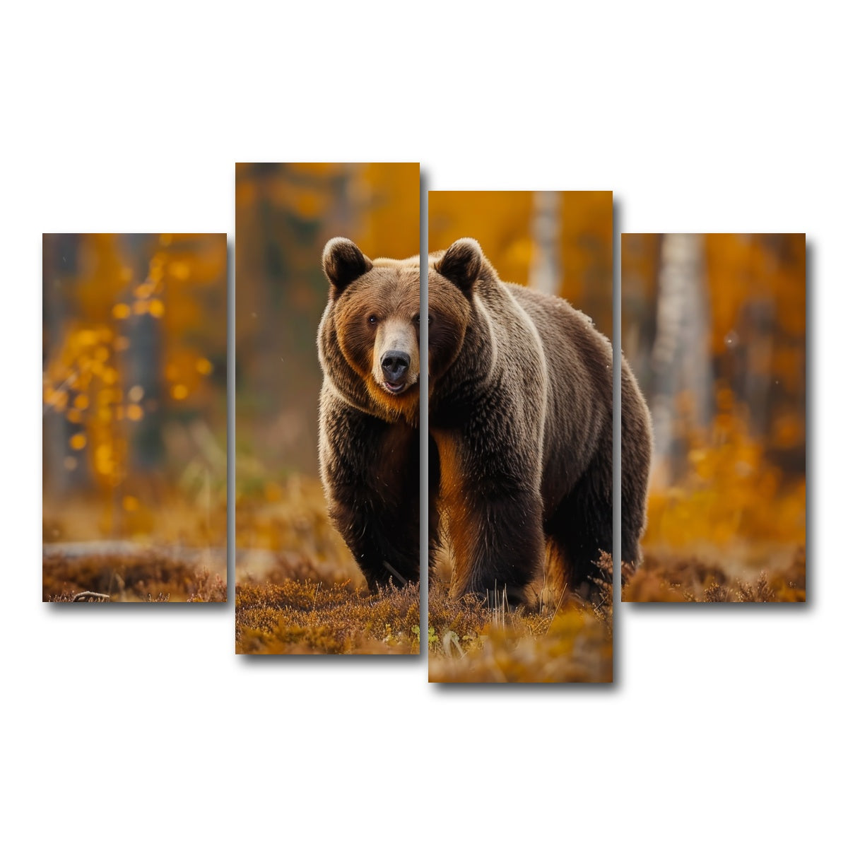 AUTO-MOCKUP WHITE | Brown Bear in Autumn Forest | 4 Piece | Gallery Wrap Canvas | group=4_short