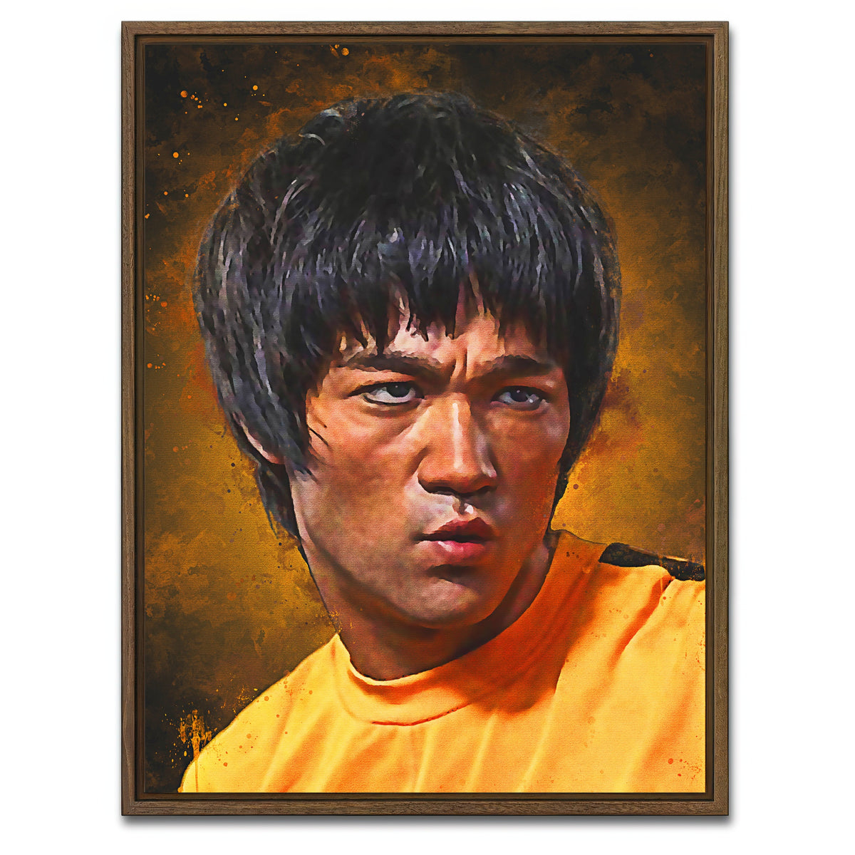 AUTO-MOCKUP WHITE | Bruce Lee Painting | 1 Piece | Walnut Framed Canvas | group=3x4
