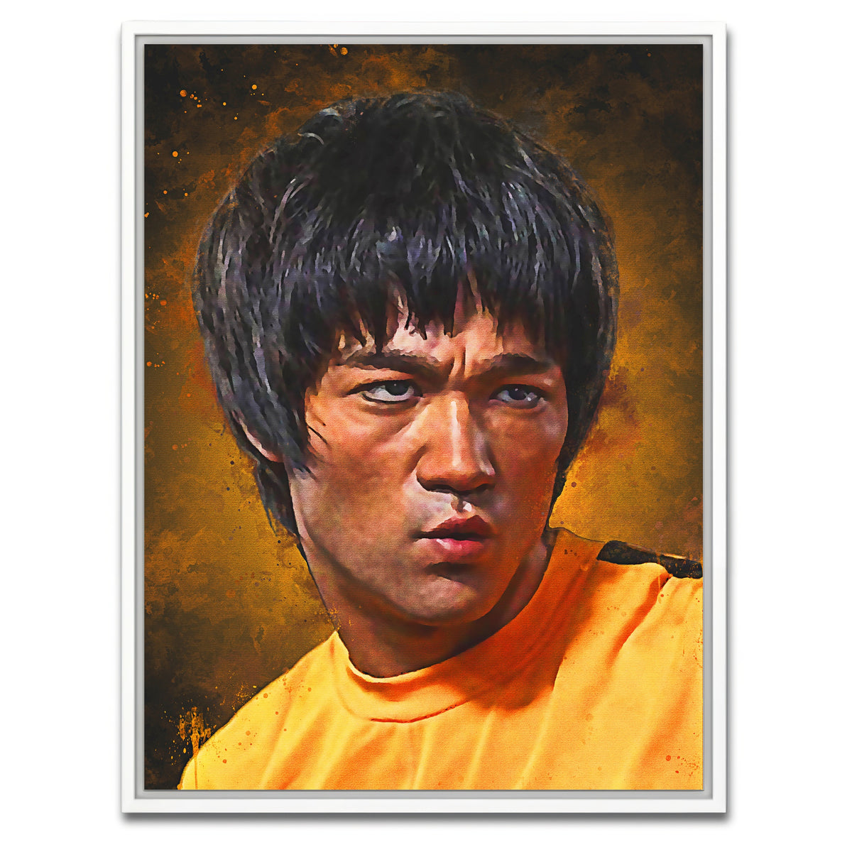 AUTO-MOCKUP WHITE | Bruce Lee Painting | 1 Piece | White Framed Canvas | group=3x4