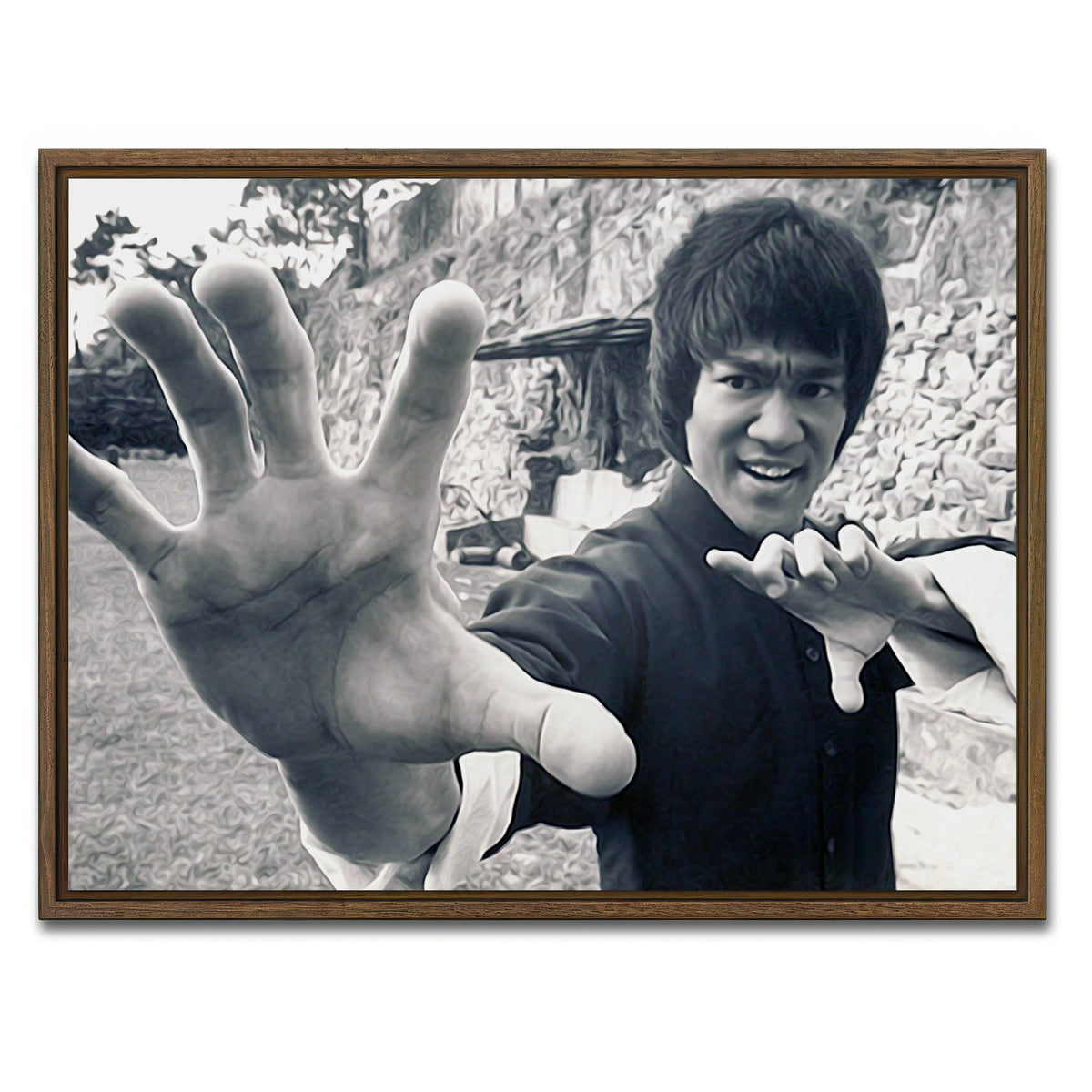 AUTO-MOCKUP WHITE | Bruce Lee | 1 Piece | Walnut Framed Canvas | group=4x3