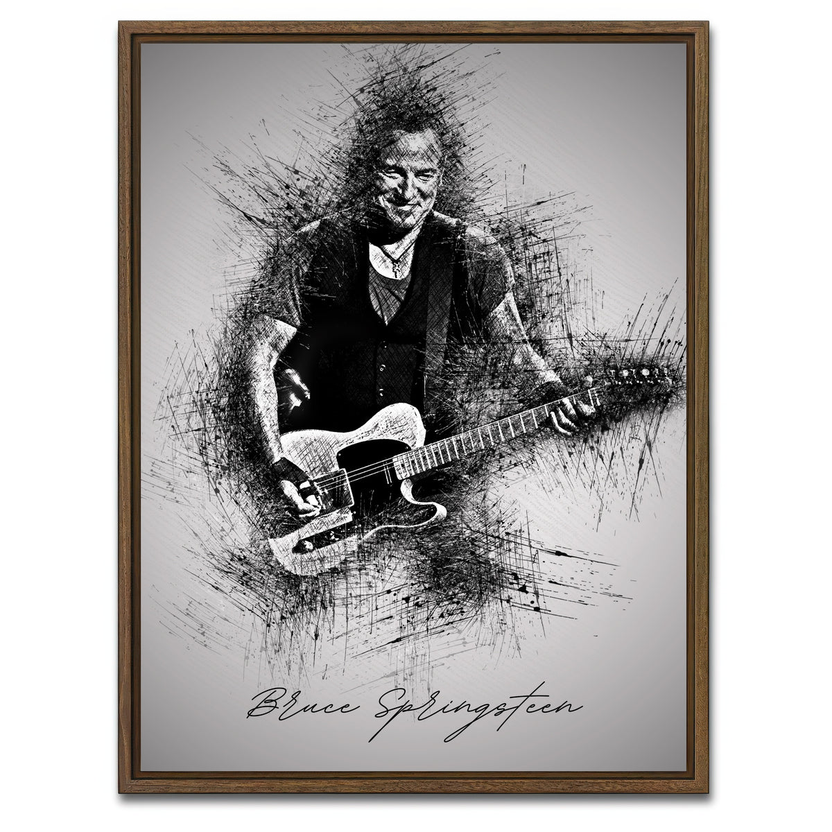 AUTO-MOCKUP WHITE | Bruce Springsteen Guitar | 1 Piece | Walnut Framed Canvas | group=3x4