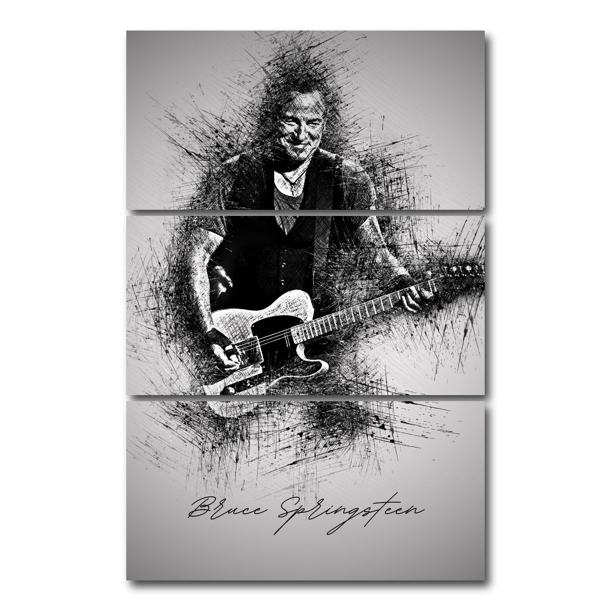 AUTO-MOCKUP WHITE | Bruce Springsteen Guitar | 3 Piece | Gallery Wrap Canvas | group=12x24_stacked