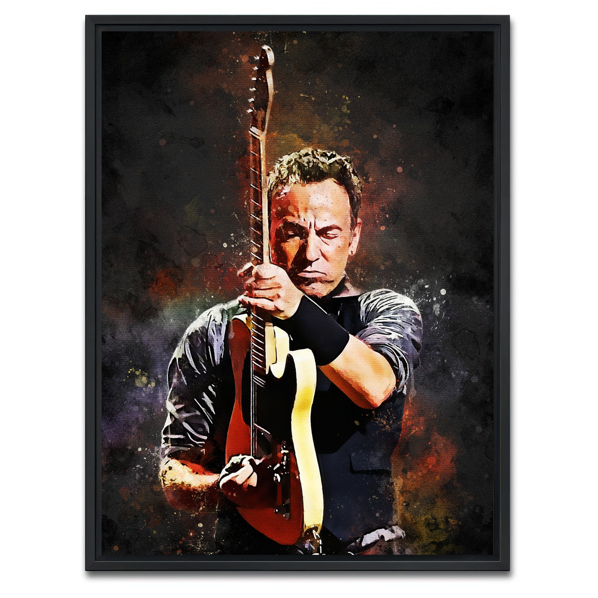 AUTO-MOCKUP WHITE | Bruce Springsteen Painting | 1 Piece | Black Framed Canvas | group=3x4