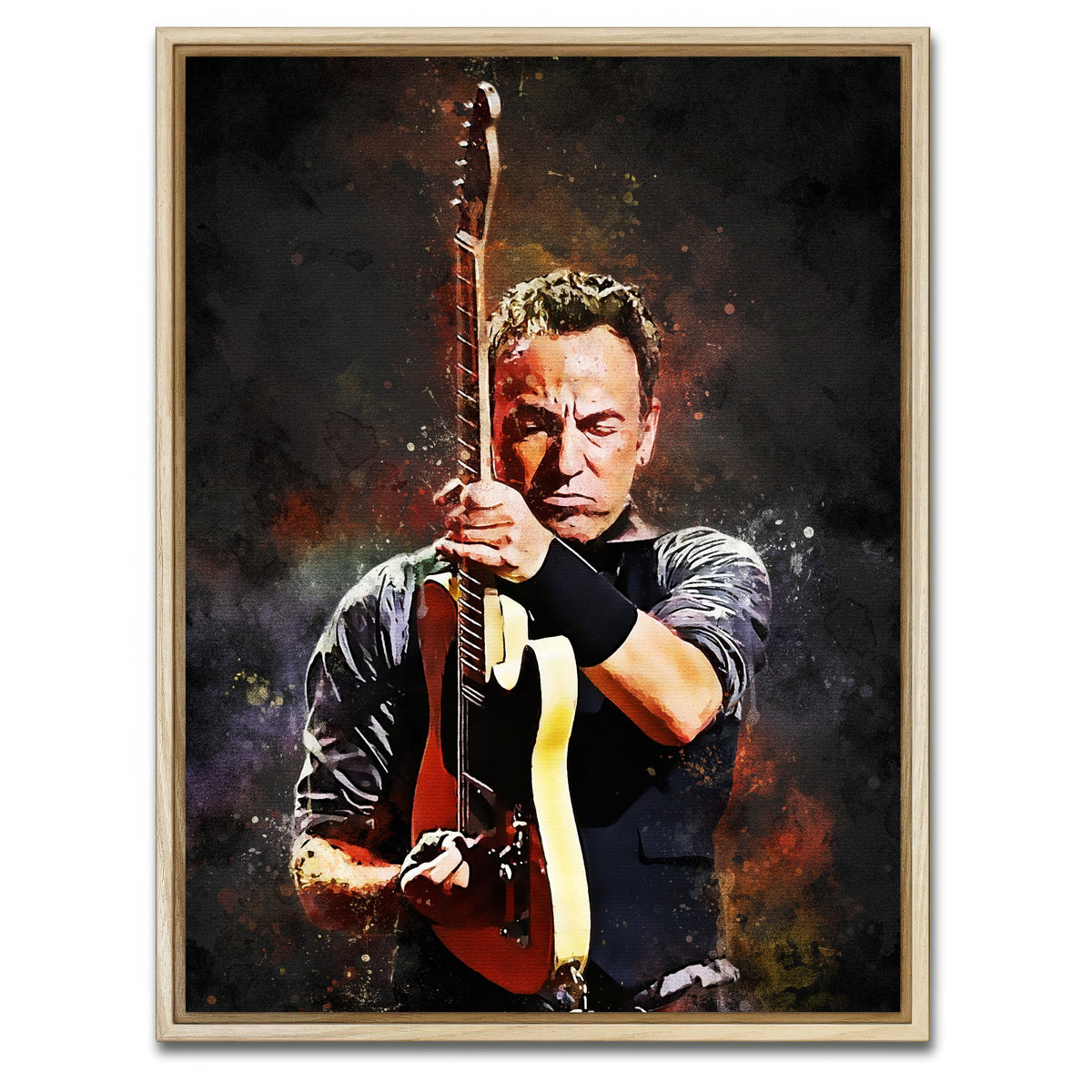 AUTO-MOCKUP WHITE | Bruce Springsteen Painting | 1 Piece | Natural Framed Canvas | group=3x4