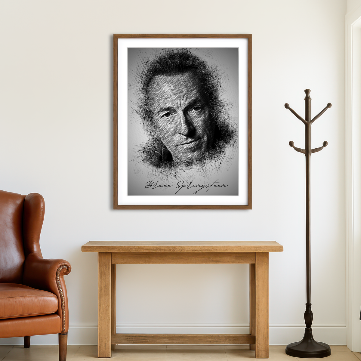 AUTO-MOCKUP ROOM | Bruce Springsteen Sketch Wall Art