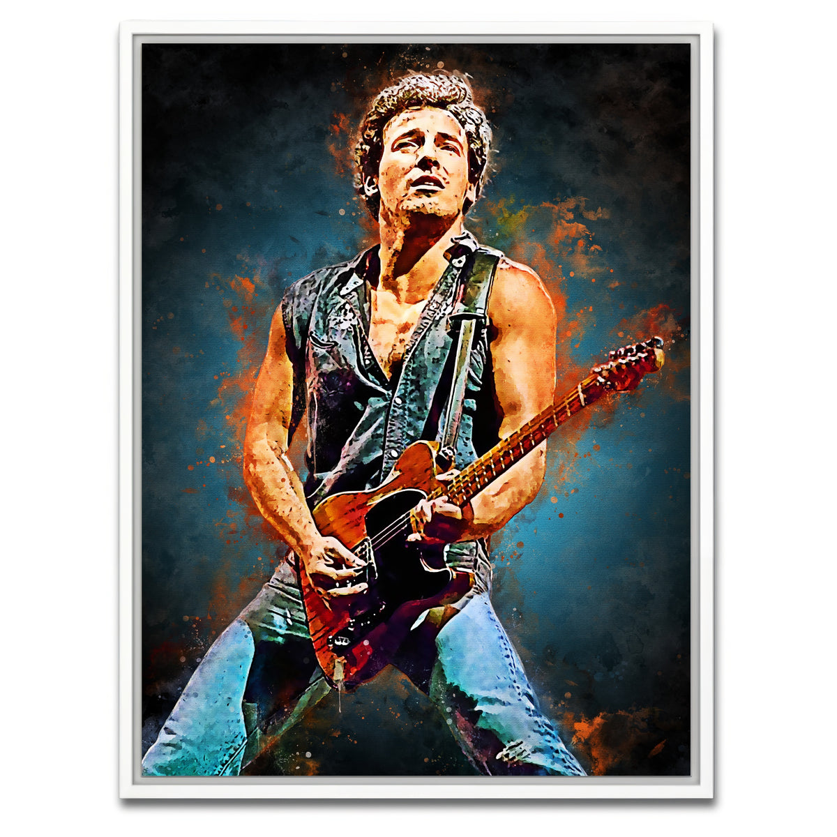 AUTO-MOCKUP WHITE | Bruce Springsteen Young | 1 Piece | White Framed Canvas | group=3x4