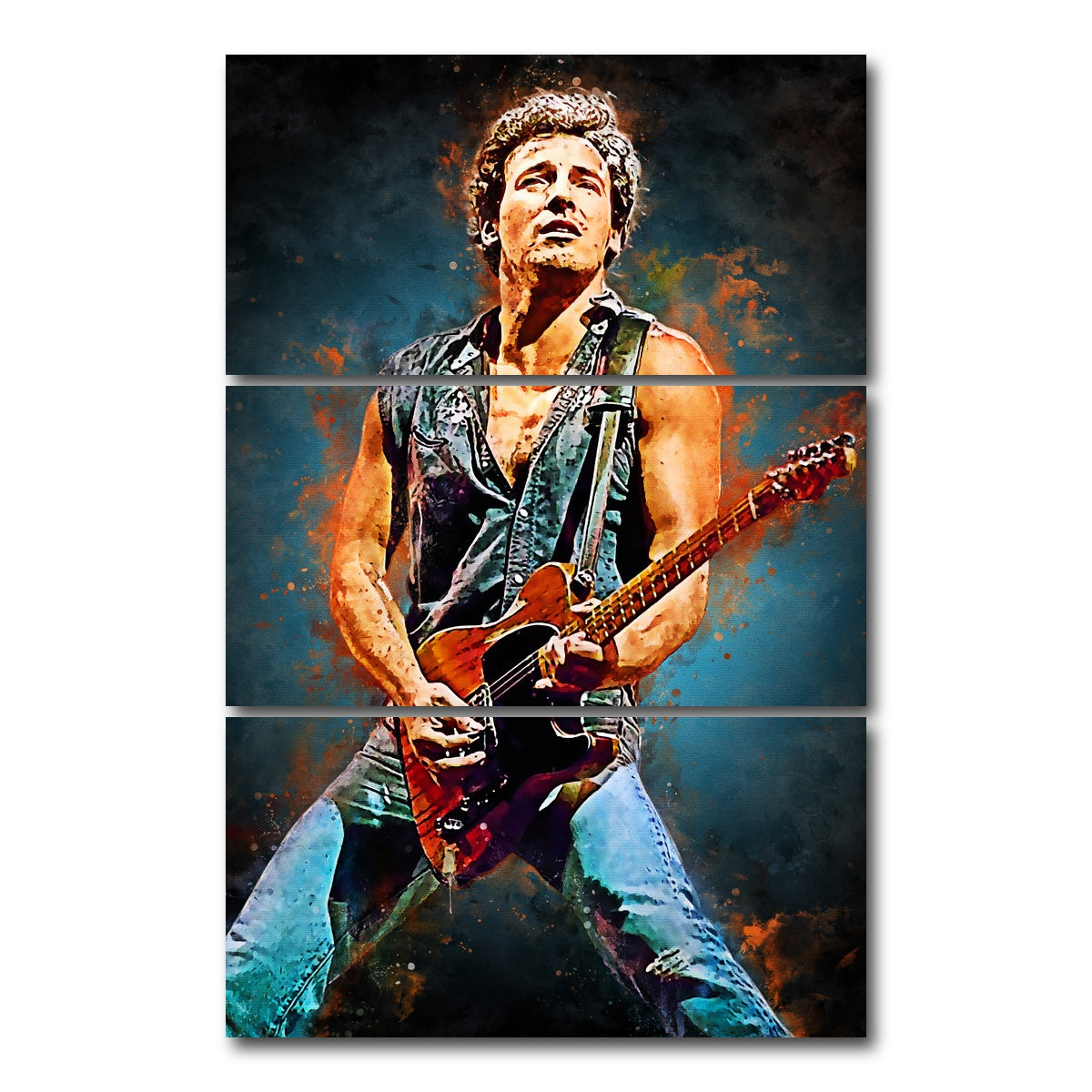 AUTO-MOCKUP WHITE | Bruce Springsteen Young | 3 Piece | Gallery Wrap Canvas | group=12x24_stacked