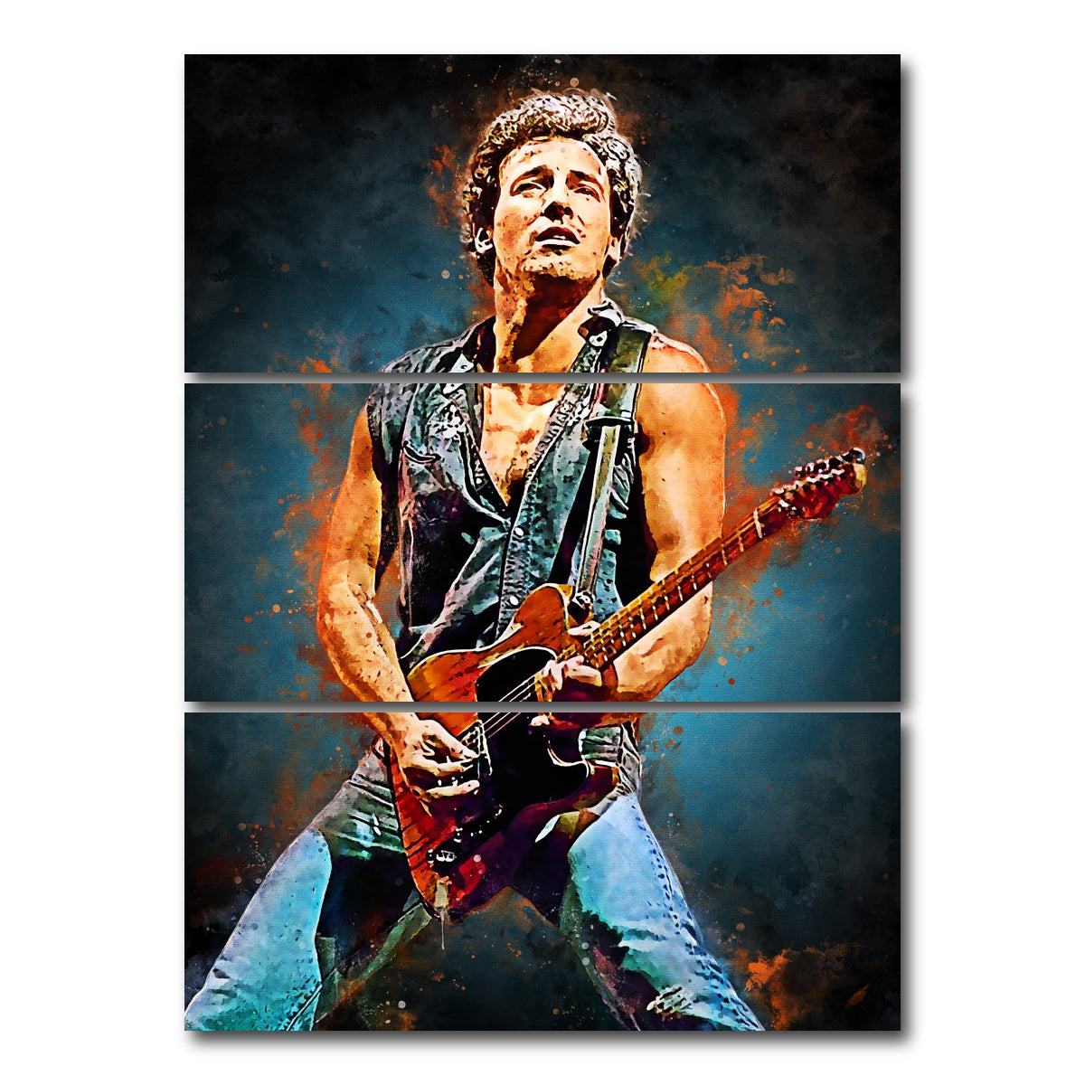 AUTO-MOCKUP WHITE | Bruce Springsteen Young | 3 Piece | Gallery Wrap Canvas | group=8x18_stacked
