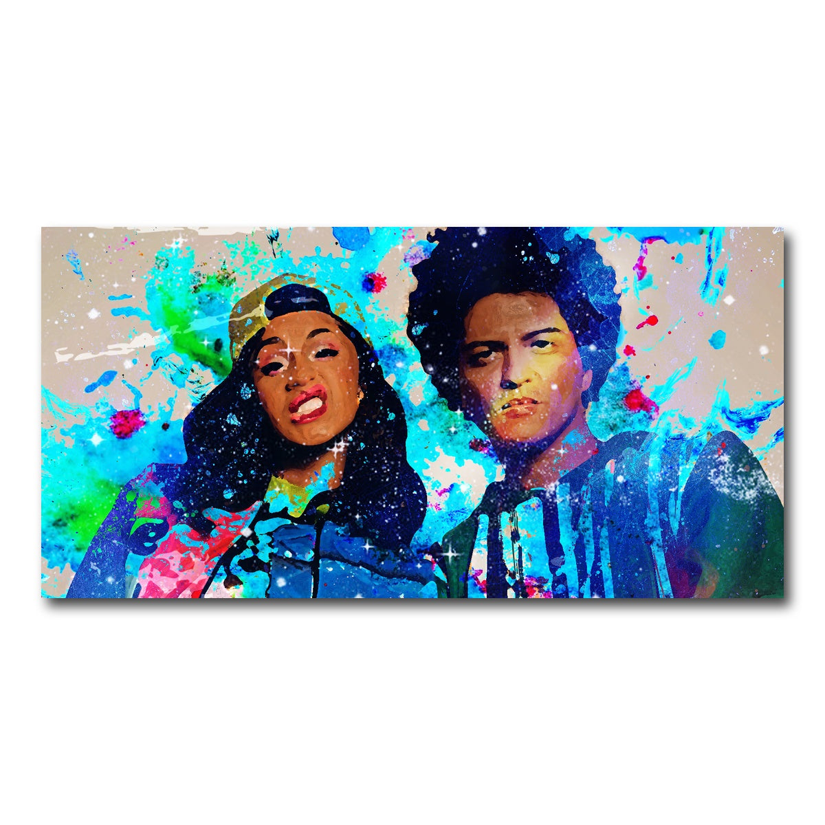 AUTO-MOCKUP WHITE | Bruno Mars & Cardi B | 1 Piece | Gallery Wrap Canvas | group=2x1