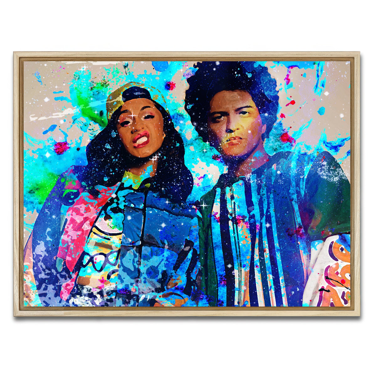 AUTO-MOCKUP WHITE | Bruno Mars & Cardi B | 1 Piece | Natural Framed Canvas | group=4x3