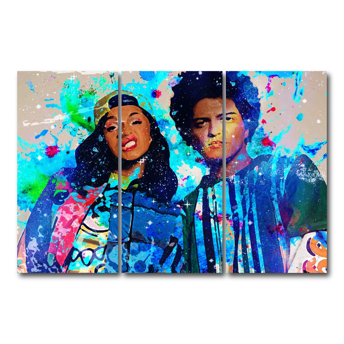 AUTO-MOCKUP WHITE | Bruno Mars & Cardi B | 3 Piece | Gallery Wrap Canvas | group=12x24